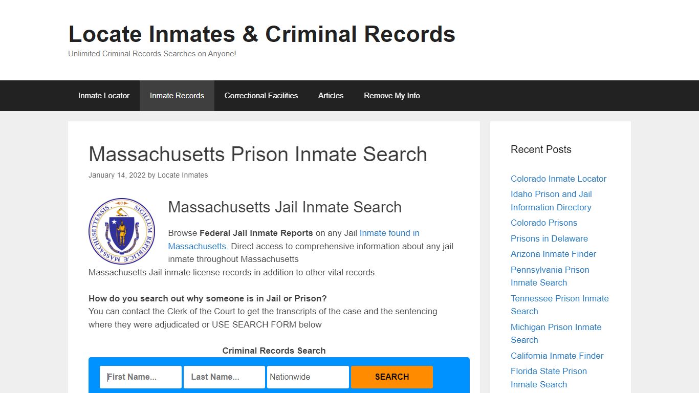 Massachusetts Prison Inmate Search – Locate Inmates ...